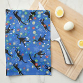 猫おもしろいとクリスマスの灯り キッチンタオル (四つ折り)