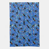 猫おもしろいとクリスマスの灯り キッチンタオル (縦)