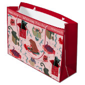 猫おもしろいとクリスマスの箱の大カスタムきい ラージペーパーバッグ (裏面アングル)