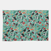猫おもしろいとクリスマスストッキング キッチンタオル (横)