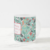 猫おもしろいとクリスマスストッキング フロストグラスマグカップ (正面右)