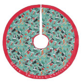 猫おもしろいとクリスマスストッキング ブラッシュドポリエステルツリースカート (正面)