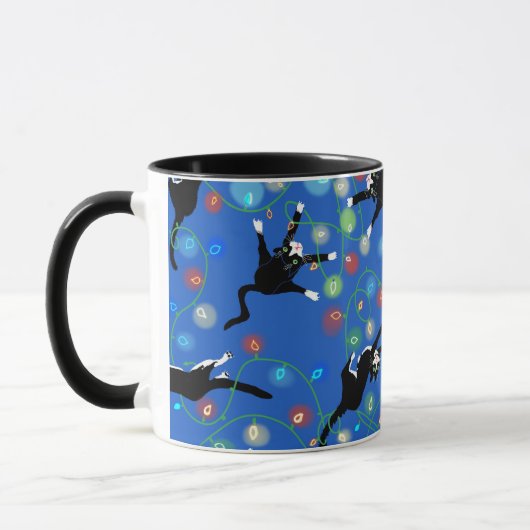 猫おもしろいとクリスマスライト マグカップ (左)