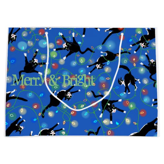 猫おもしろいとクリスマス ラージペーパーバッグ (正面)