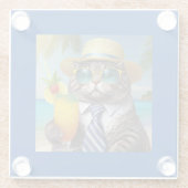 猫おもしろいとクール熱帯性飲料 ガラスコースター (裏面)