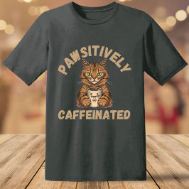 猫おもしろいとコーヒーで親しみやすいカフェイン Tシャツ