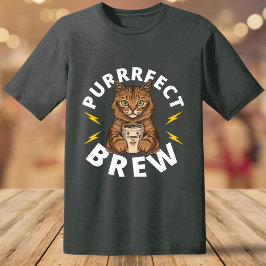 猫おもしろいとコーヒーを使ったプリン Tシャツ