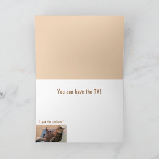 猫おもしろいとテレビの父の日 カード (内部)