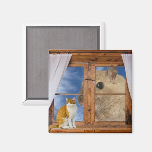 猫おもしろいとネズミ マグネット (正面/裏面)