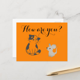 猫おもしろいとマウスの葉書 – Petよくはしゃぐデザイン ポストカード