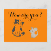 猫おもしろいとマウスの葉書 – Petよくはしゃぐデザイン ポストカード (正面)