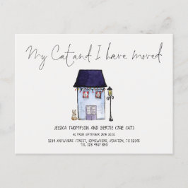 猫おもしろいと一緒に台本の新しい住所を移した 案内ポストカード