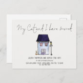 猫おもしろいと一緒に台本の新しい住所を移した 案内ポストカード (正面/裏面)