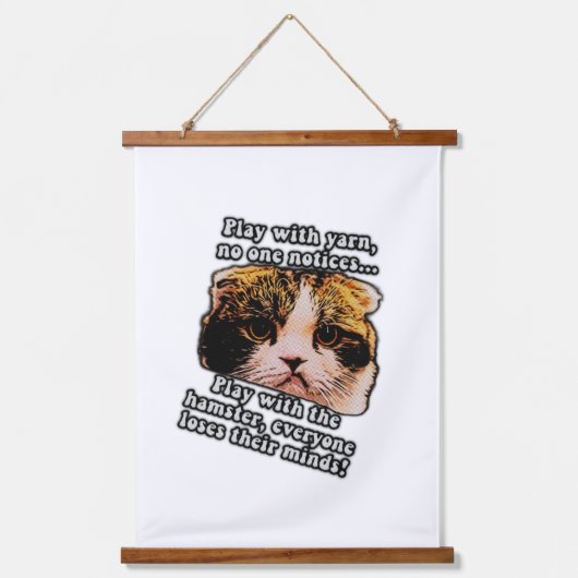 猫おもしろいと子猫の飼い主のための不機嫌な猫ミーム 吊り下げ型タペストリー (正面)