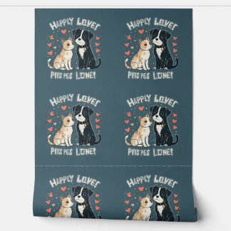 猫おもしろいと犬のかわいいペットカップルの漫画の背景 壁紙