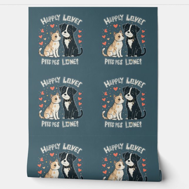 猫おもしろいと犬のかわいいペットカップルの漫画の背景 壁紙 (ほどく)