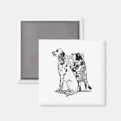 猫おもしろいと犬のシャツ入れ墨アーティスト猫スケッチ マグネット (正面/裏面)