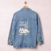 猫おもしろいと猫のことわざが可愛い デニムジャケット (ハンガー)