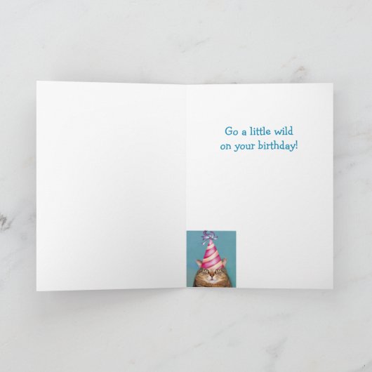 猫おもしろいと蝶の誕生日カード カード (内部)