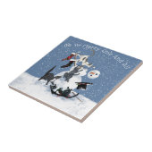 猫おもしろいと雪だるまパーソナライズされた4 タイル (側面)