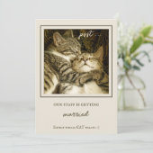 猫おもしろいのカスタム写真婚約パーティ 招待状 (スタンド正面)