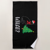 猫おもしろいのクリスマスツリー ビーチタオル (正面)