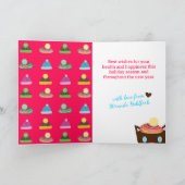 猫おもしろいのクリスマスハットの針編み針糸 シーズンカード (内部)