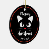 猫おもしろいのクリスマスパーソナライズされた セラミックオーナメント (右)
