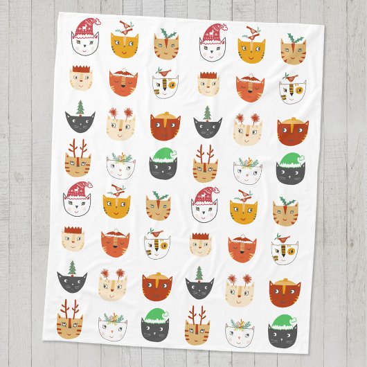 猫おもしろいのクリスマスブランケット フリースブランケット
