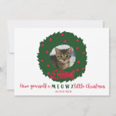 猫おもしろいのクリスマスリースと子猫の写真 シーズンカード (正面)
