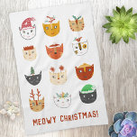 猫おもしろいのクリスマス キッチンタオル<br><div class="desc">冬の休日の帽子やアクセサリーに可愛いおもしろい猫の束をスマイル。オリジナルアートby Nic Squirrell.文字をに変カスタマイズ更。</div>