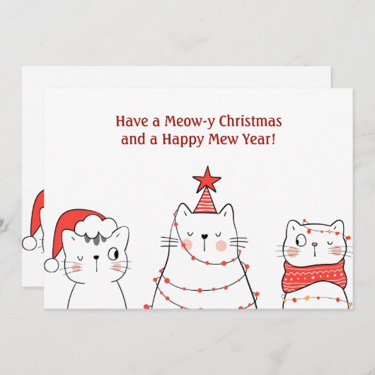 猫おもしろいのクリスマス シーズンカード (正面/裏面)