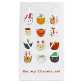 猫おもしろいのクリスマス スモールペーパーバッグ (正面)