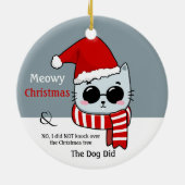 猫おもしろいのクリスマス セラミックオーナメント (裏面)