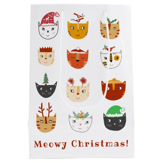 猫おもしろいのクリスマス ミディアムペーパーバッグ (裏面)