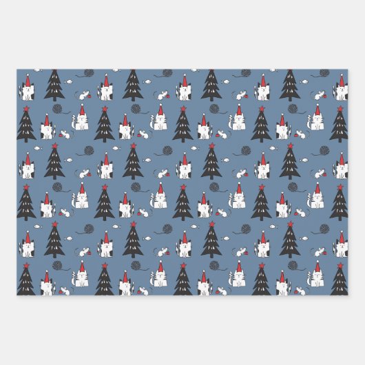 猫おもしろいのクリスマス ラッピングペーパーシート (正面3)