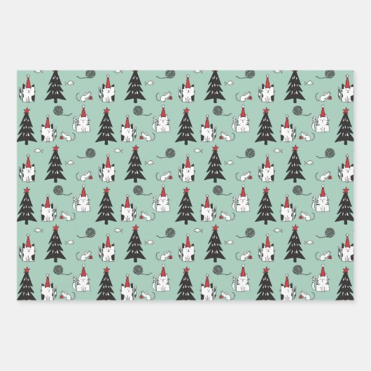 猫おもしろいのクリスマス ラッピングペーパーシート (正面2)