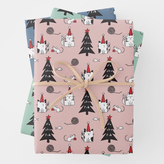 猫おもしろいのクリスマス ラッピングペーパーシート (インサイチュ)