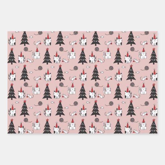 猫おもしろいのクリスマス ラッピングペーパーシート (正面)