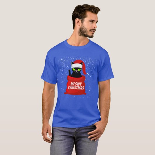 猫おもしろいのクリスマス Tシャツ (正面フル)