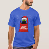 猫おもしろいのクリスマス Tシャツ (正面)