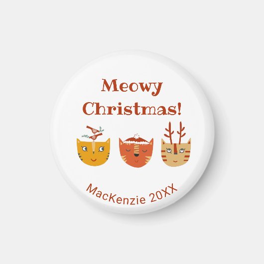 猫おもしろいのクリパーソナライズされたスマス マグネット (正面)