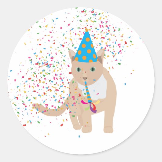 猫おもしろいのパーティー ラウンドシール (正面)