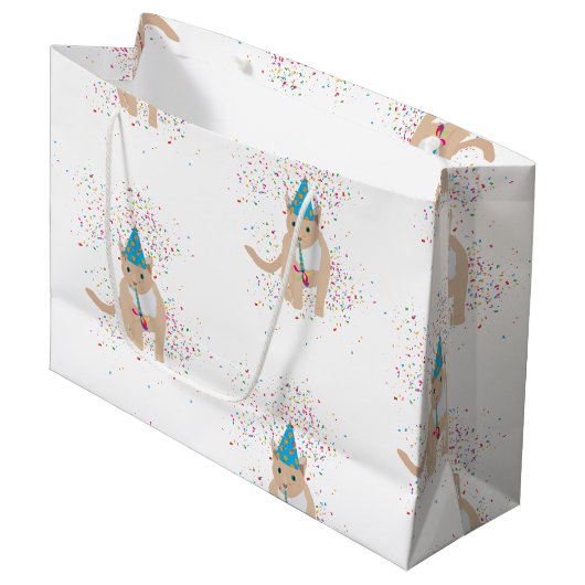 猫おもしろいのパーティー ラージペーパーバッグ (正面アングル)