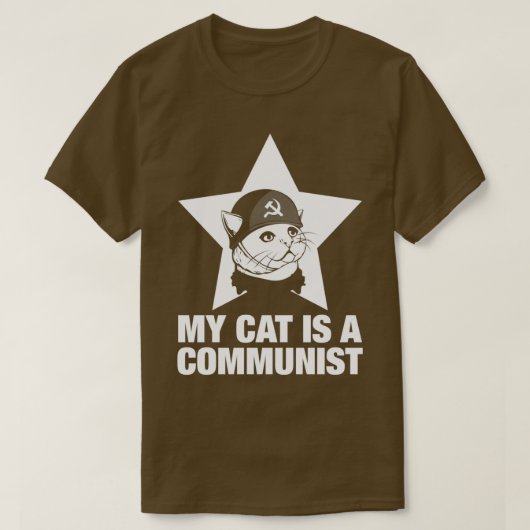 猫おもしろいのプレゼント私の猫は共産主義者 Tシャツ (デザイン正面)
