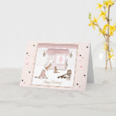 猫おもしろいのベーカリー誕生日カード カード (黄色い花)