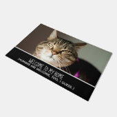 「猫おもしろいの写真でようこそマイホームヒューマンズへようこそ」 ドアマット (アングル)