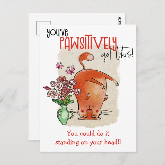 猫おもしろいの意欲を起こ引用文得 ポストカード (正面/裏面)