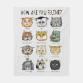 猫おもしろいの感じグラフどうだ？フリース フリースブランケット (正面)