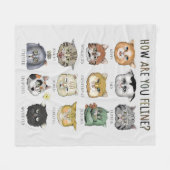 猫おもしろいの感じグラフどうだ？フリース フリースブランケット (正面(横))